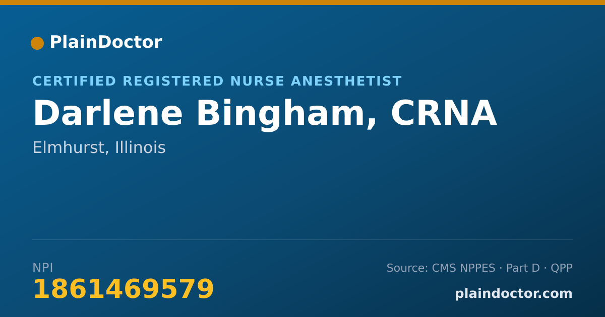 Shareable card for Darlene Bingham, CRNA - Certified Registered Nurse Anesthetist, Elmhurst, IL