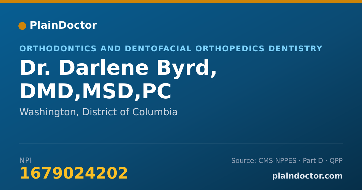 Shareable card for Darlene Byrd, DMD,MSD,PC - Orthodontics and Dentofacial Orthopedics Dentistry, Washington, DC