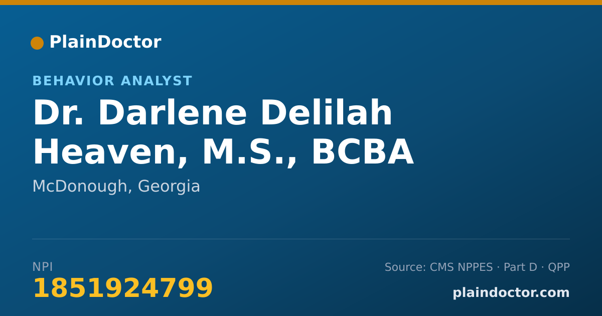 Shareable card for Darlene Delilah Heaven, M.S., BCBA - Behavior Analyst, McDonough, GA
