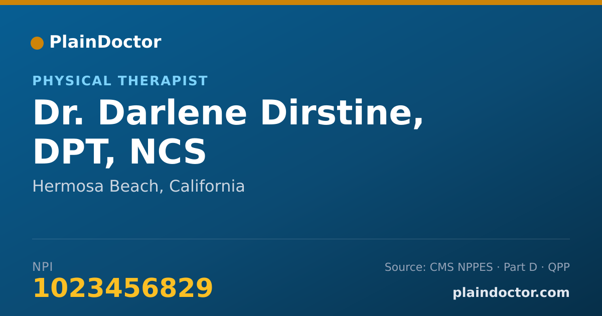 Shareable card for Darlene Dirstine, DPT, NCS - Physical Therapist, Hermosa Beach, CA