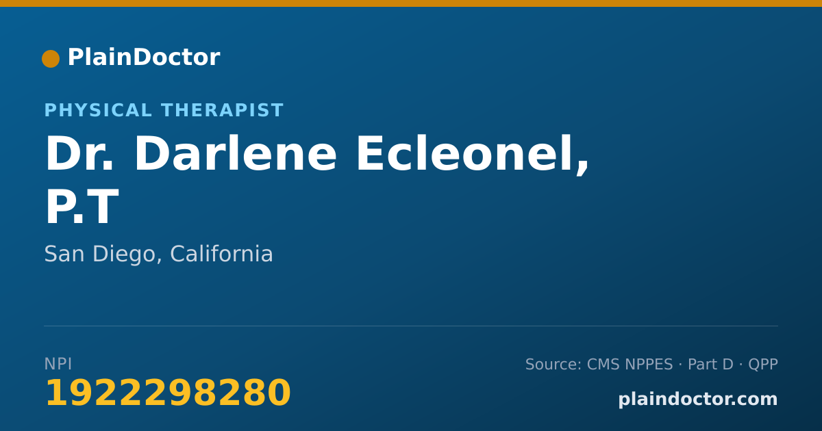 Shareable card for Darlene Ecleonel, P.T - Physical Therapist, San Diego, CA