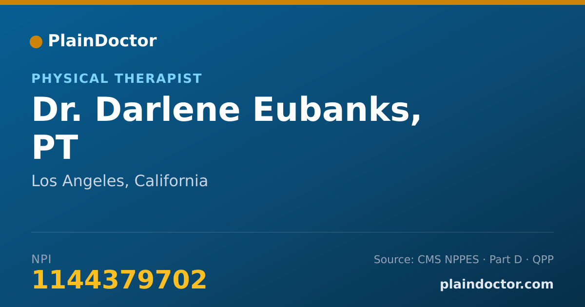 Shareable card for Darlene Eubanks, PT - Physical Therapist, Los Angeles, CA