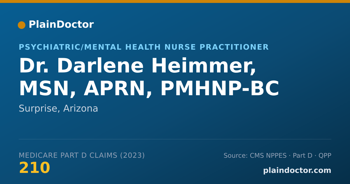 Shareable card for Darlene Heimmer, MSN, APRN, PMHNP-BC - Psychiatric/Mental Health Nurse Practitioner, Surprise, AZ