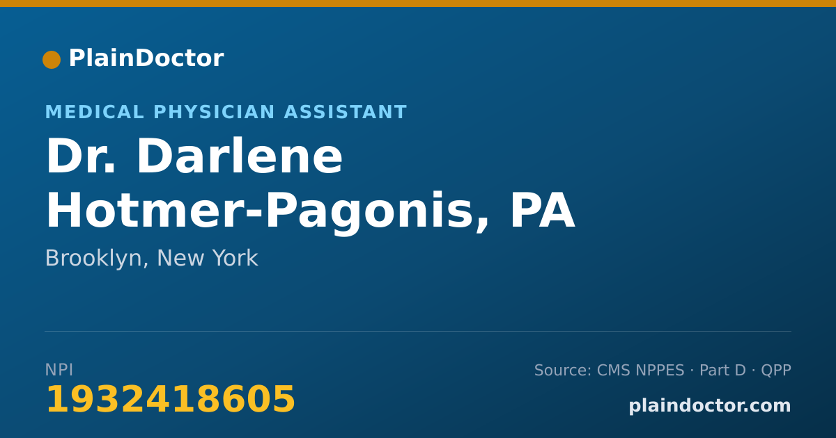 Shareable card for Darlene Hotmer-Pagonis, PA - Medical Physician Assistant, Brooklyn, NY