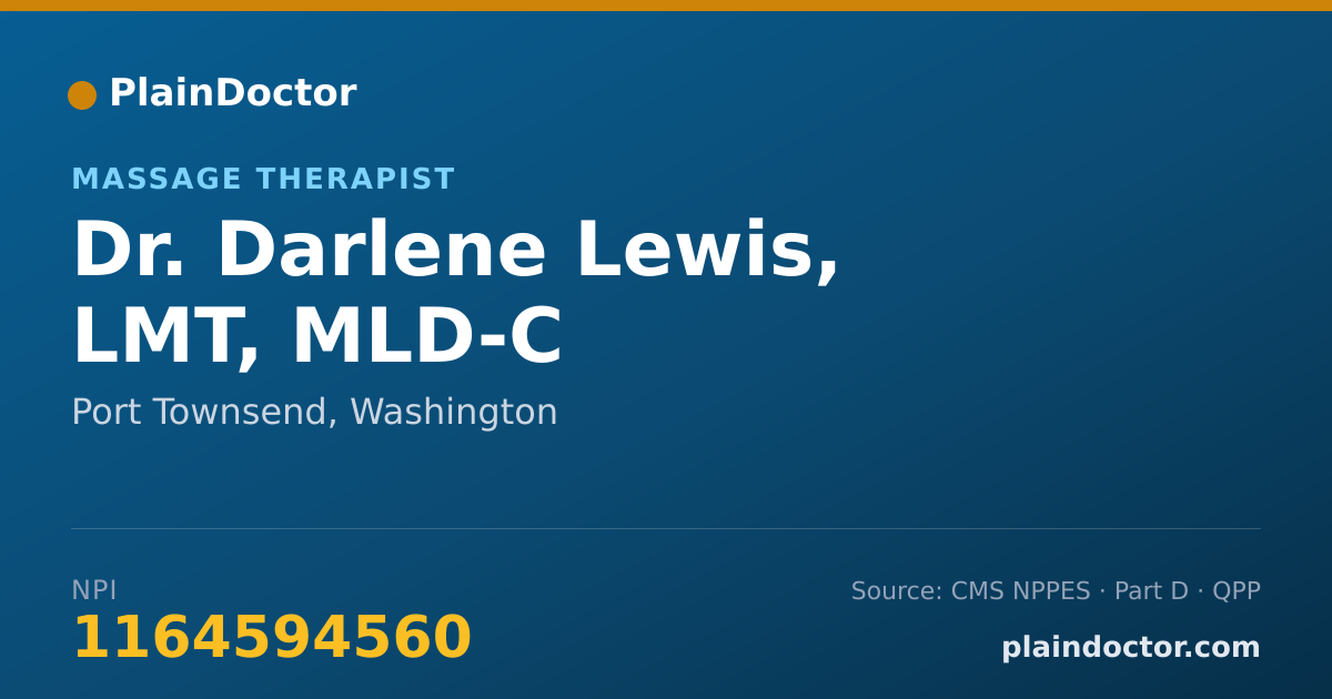 Shareable card for Darlene Lewis, LMT, MLD-C - Massage Therapist, Port Townsend, WA