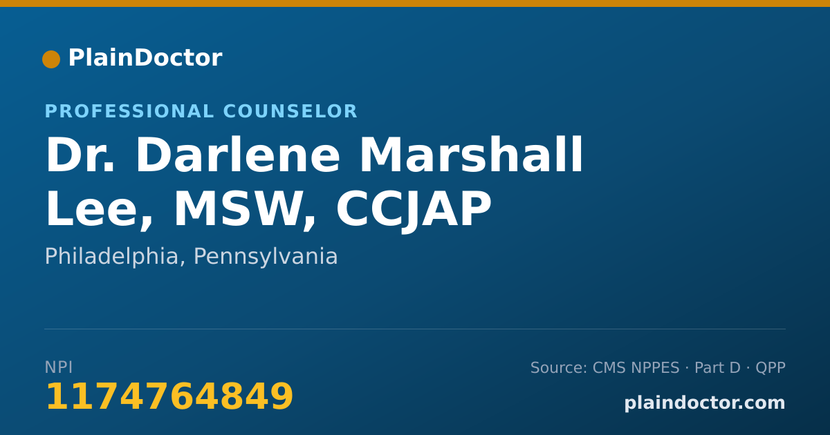 Shareable card for Darlene Marshall Lee, MSW, CCJAP - Professional Counselor, Philadelphia, PA