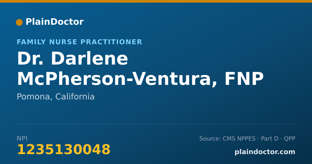 Shareable card for Darlene McPherson-Ventura, FNP - Family Nurse Practitioner, Pomona, CA