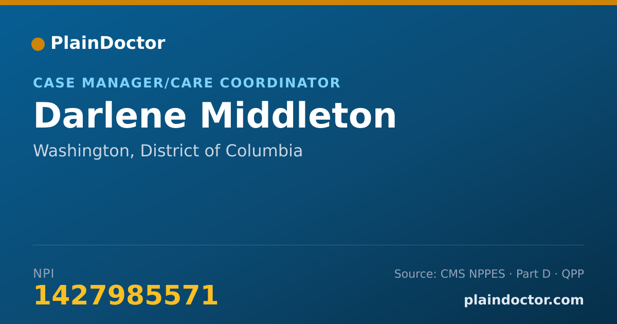 Shareable card for Darlene Middleton - Case Manager/Care Coordinator, Washington, DC