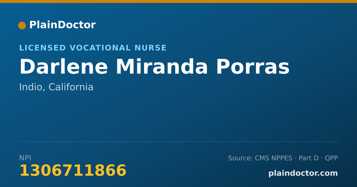 Shareable card for Darlene Miranda Porras - Licensed Vocational Nurse, Indio, CA