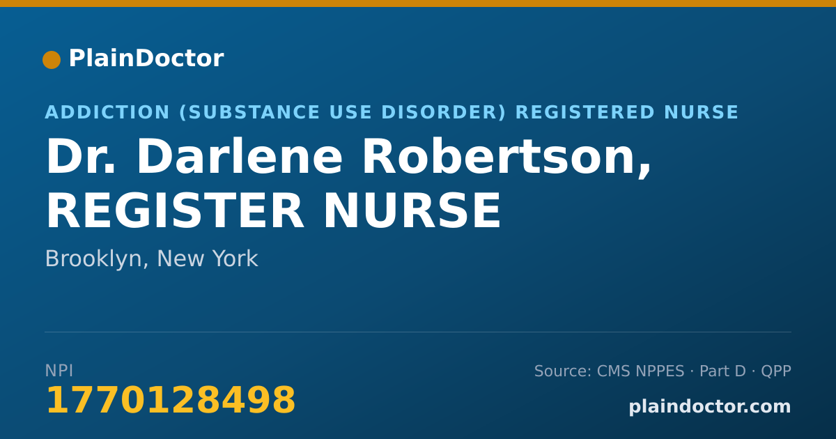 Shareable card for Darlene Robertson, REGISTER NURSE - Addiction (Substance Use Disorder) Registered Nurse, Brooklyn, NY