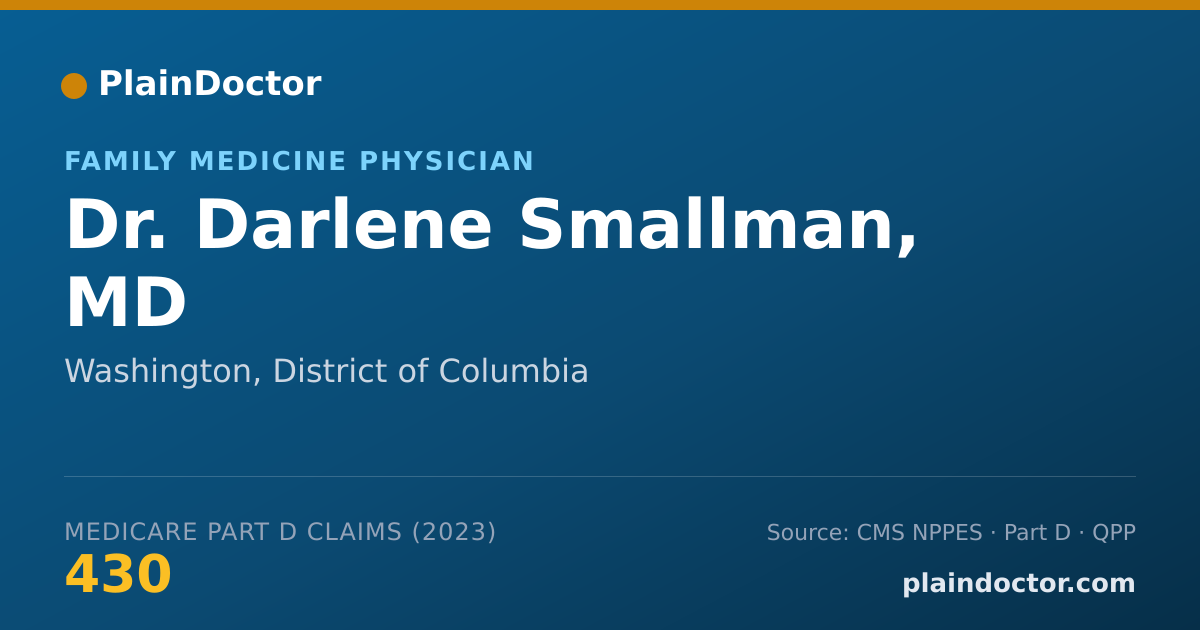 Shareable card for Darlene Smallman, MD - Family Medicine Physician, Washington, DC