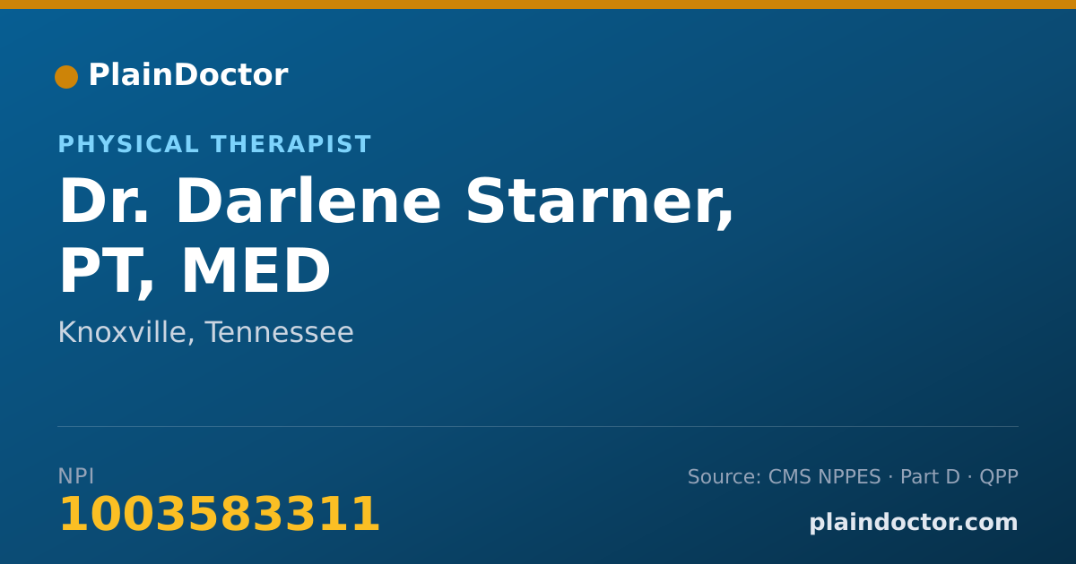 Shareable card for Darlene Starner, PT, MED - Physical Therapist, Knoxville, TN