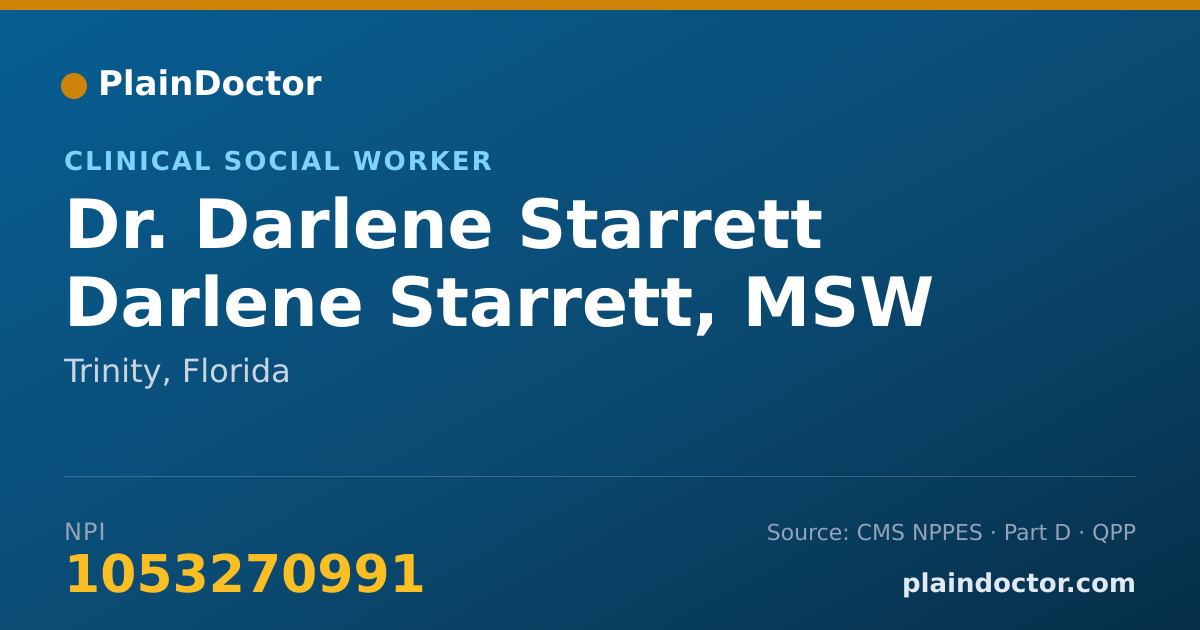 Shareable card for Darlene Starrett Darlene Starrett, MSW - Clinical Social Worker, Trinity, FL