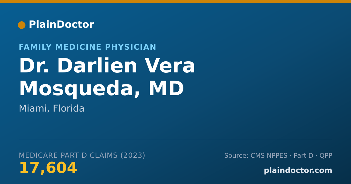 Shareable card for Darlien Vera Mosqueda, MD - Family Medicine Physician, Miami, FL