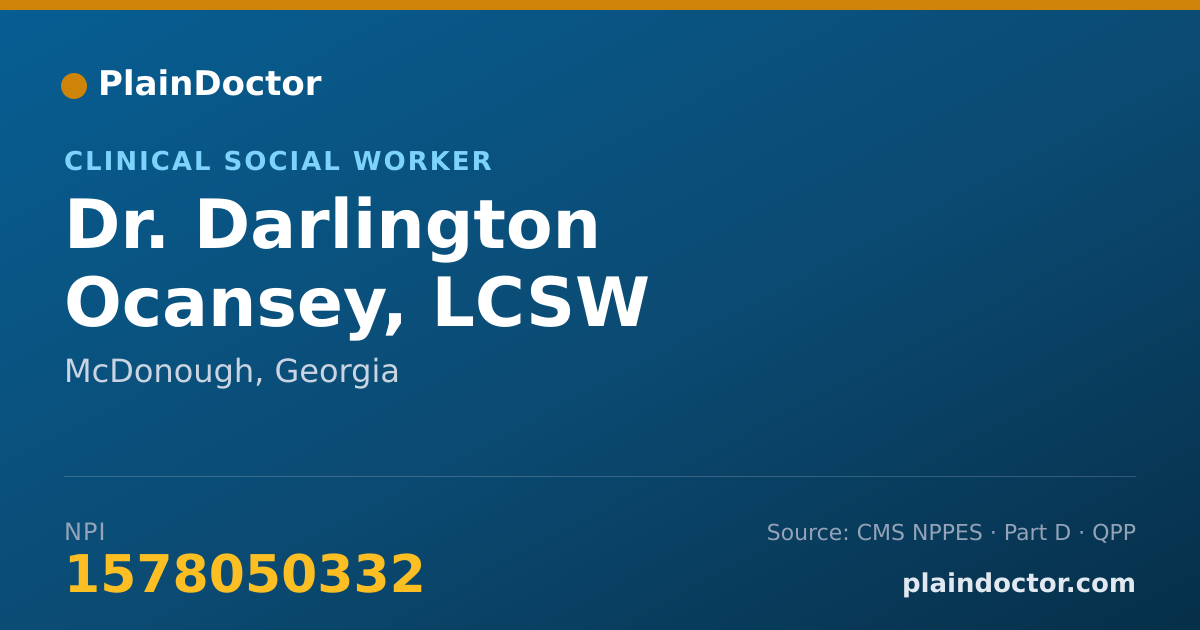 Shareable card for Darlington Ocansey, LCSW - Clinical Social Worker, McDonough, GA