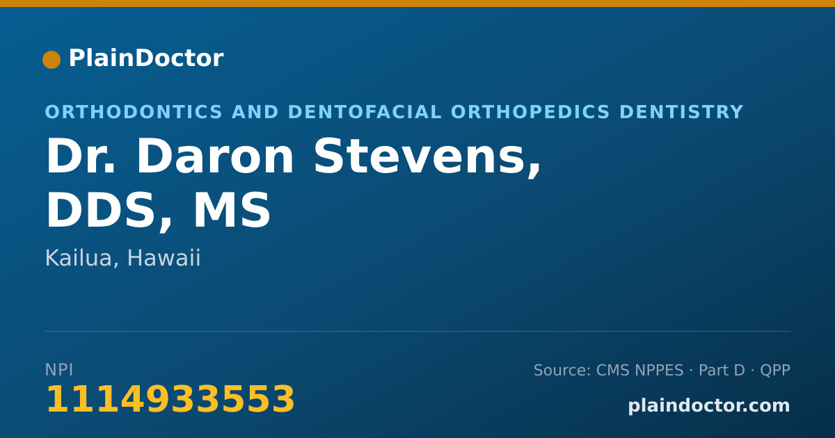 Shareable card for Daron Stevens, DDS, MS - Orthodontics and Dentofacial Orthopedics Dentistry, Kailua, HI