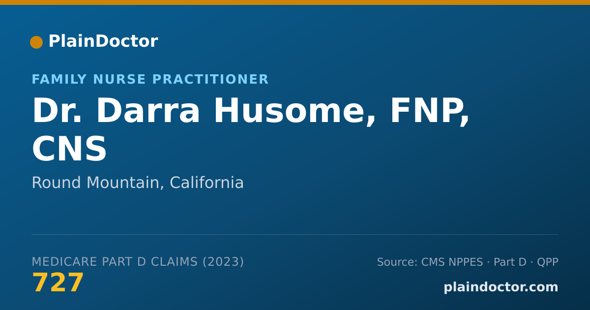 Shareable card for Darra Husome, FNP, CNS - Family Nurse Practitioner, Round Mountain, CA