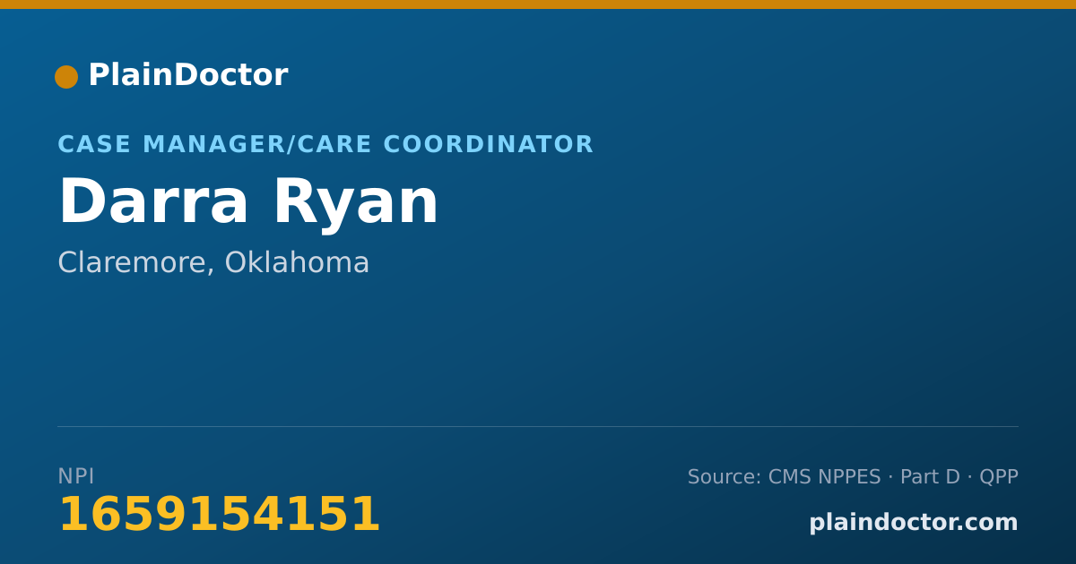 Shareable card for Darra Ryan - Case Manager/Care Coordinator, Claremore, OK