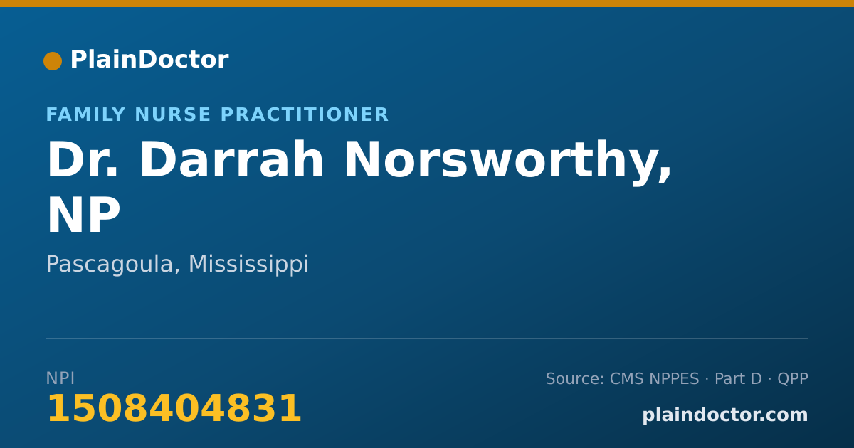 Shareable card for Darrah Norsworthy, NP - Family Nurse Practitioner, Pascagoula, MS