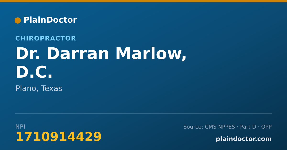 Shareable card for Darran Marlow, D.C. - Chiropractor, Plano, TX