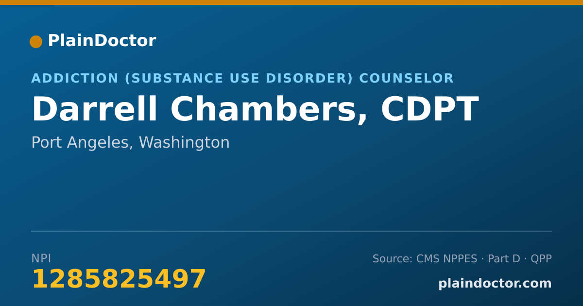 Shareable card for Darrell Chambers, CDPT - Addiction (Substance Use Disorder) Counselor, Port Angeles, WA