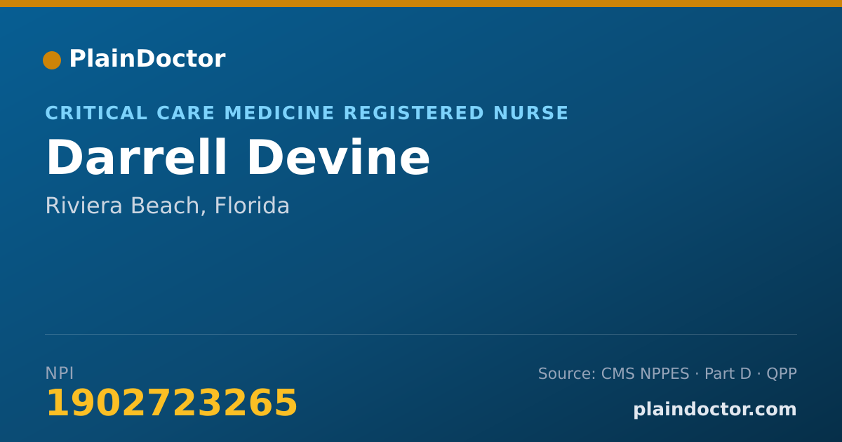 Shareable card for Darrell Devine - Critical Care Medicine Registered Nurse, Riviera Beach, FL