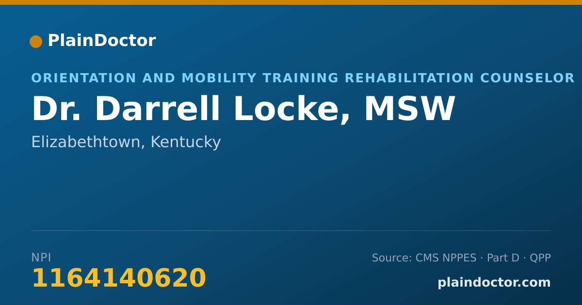 Shareable card for Darrell Locke, MSW - Orientation and Mobility Training Rehabilitation Counselor, Elizabethtown, KY