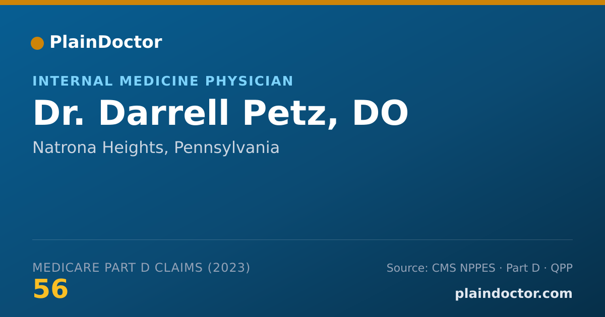 Shareable card for Darrell Petz, DO - Internal Medicine Physician, Natrona Heights, PA