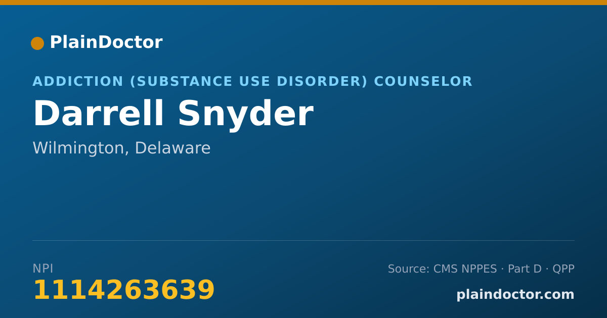 Shareable card for Darrell Snyder - Addiction (Substance Use Disorder) Counselor, Wilmington, DE