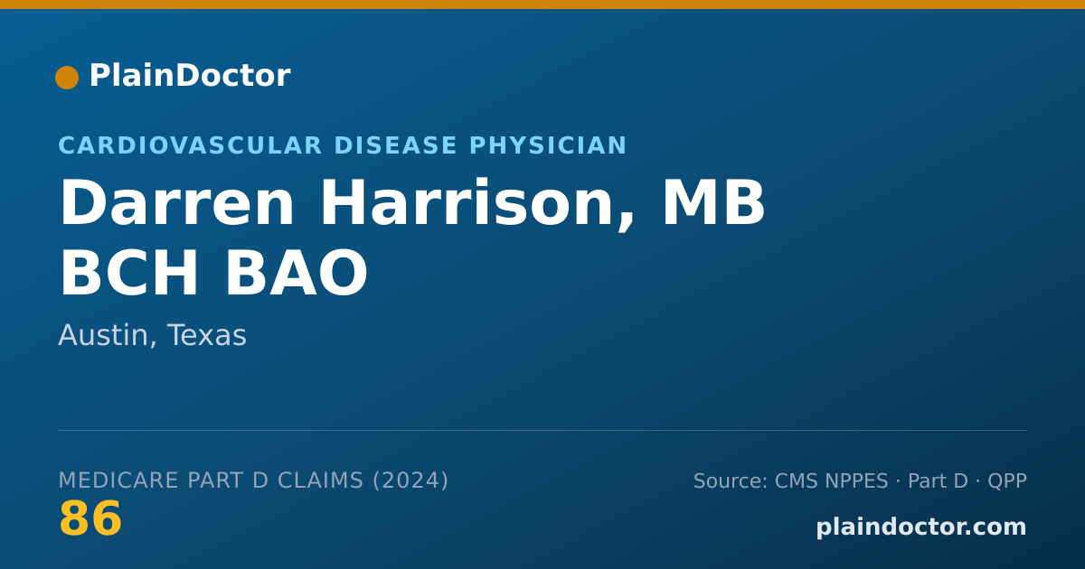 Shareable card for Darren Harrison, MB BCH BAO - Cardiovascular Disease Physician, Austin, TX