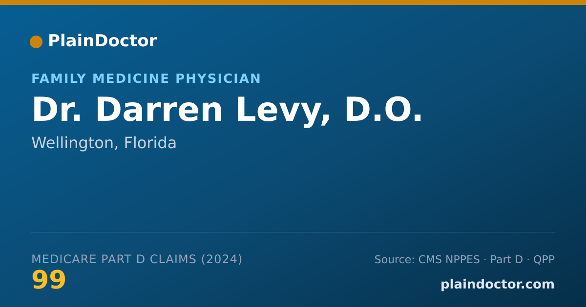 Shareable card for Darren Levy, D.O. - Family Medicine Physician, Wellington, FL
