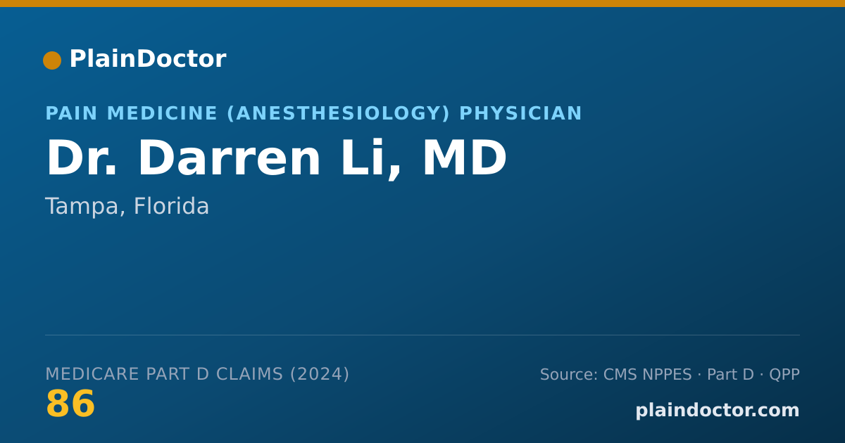 Shareable card for Darren Li, MD - Pain Medicine (Anesthesiology) Physician, Tampa, FL