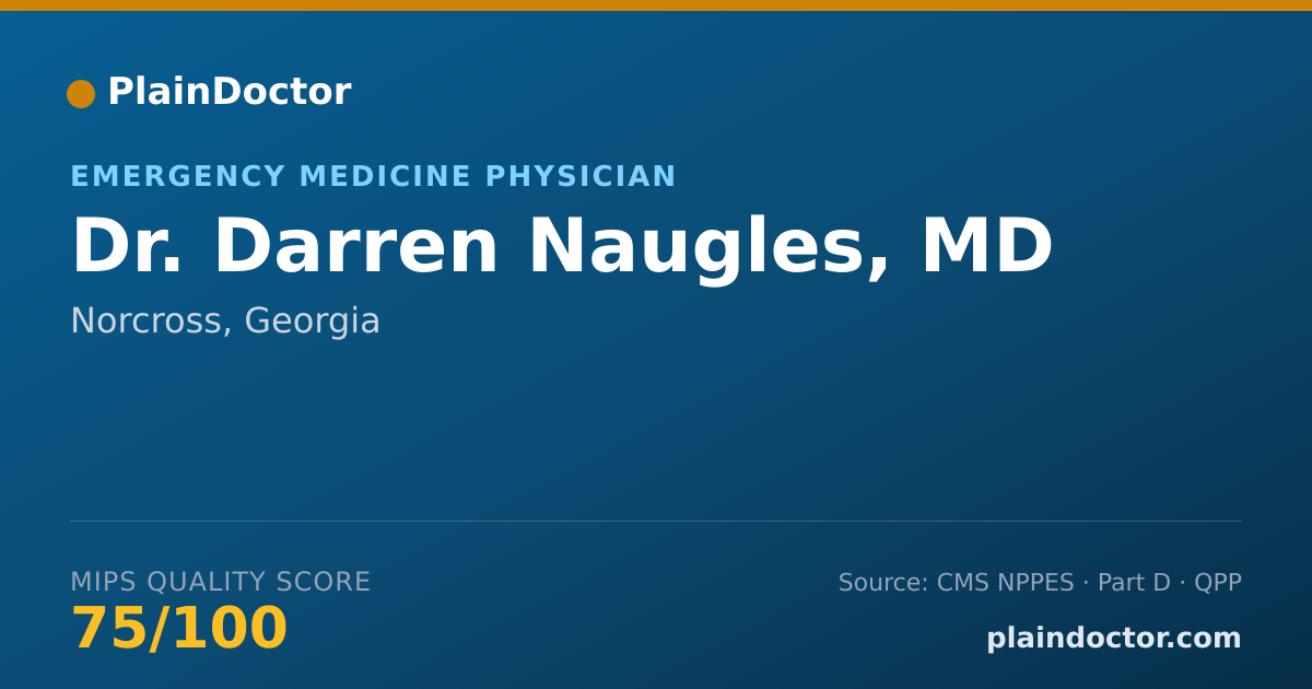 Shareable card for Darren Naugles, MD - Emergency Medicine Physician, Norcross, GA