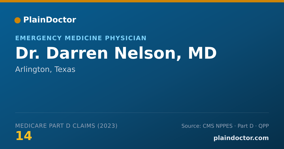 Shareable card for Darren Nelson, MD - Emergency Medicine Physician, Arlington, TX