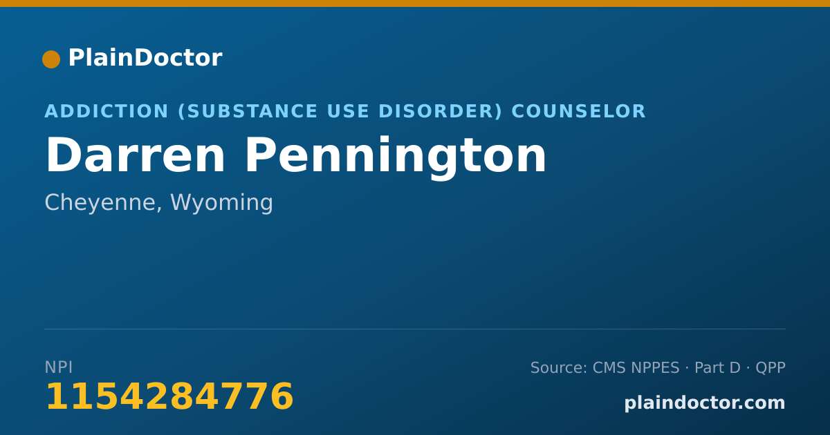 Shareable card for Darren Pennington - Addiction (Substance Use Disorder) Counselor, Cheyenne, WY