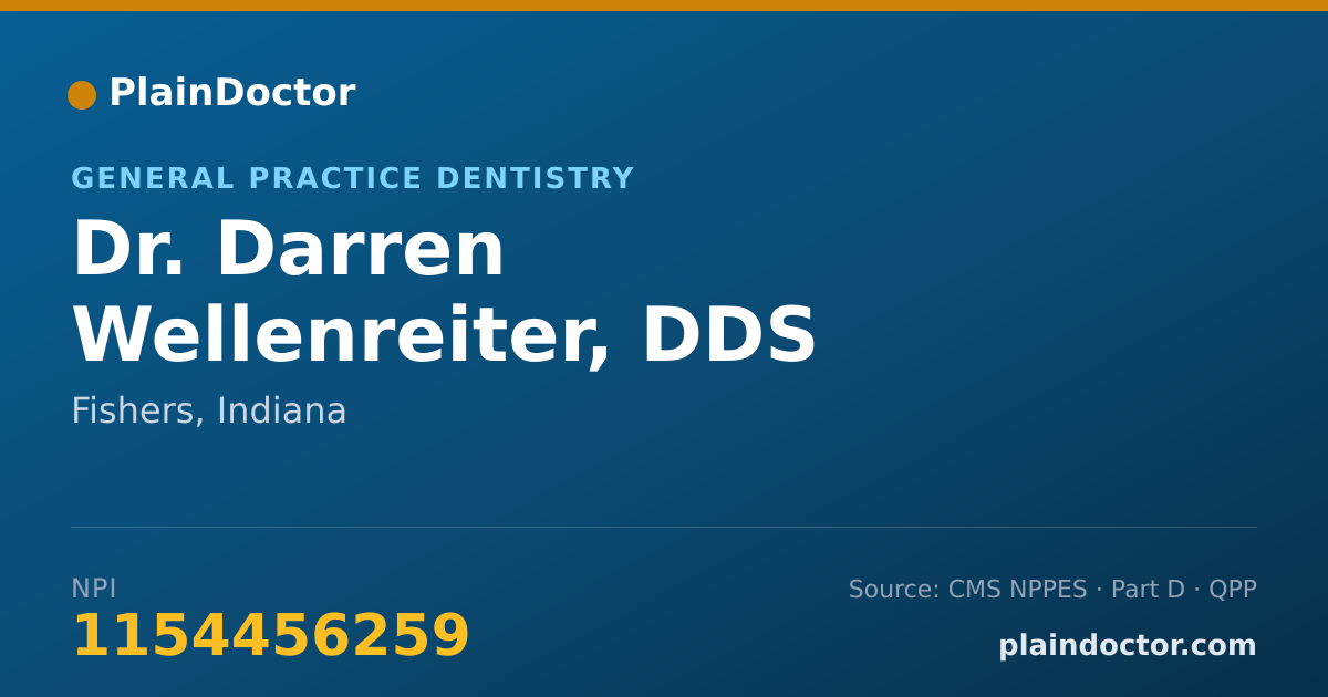 Shareable card for Darren Wellenreiter, DDS - General Practice Dentistry, Fishers, IN