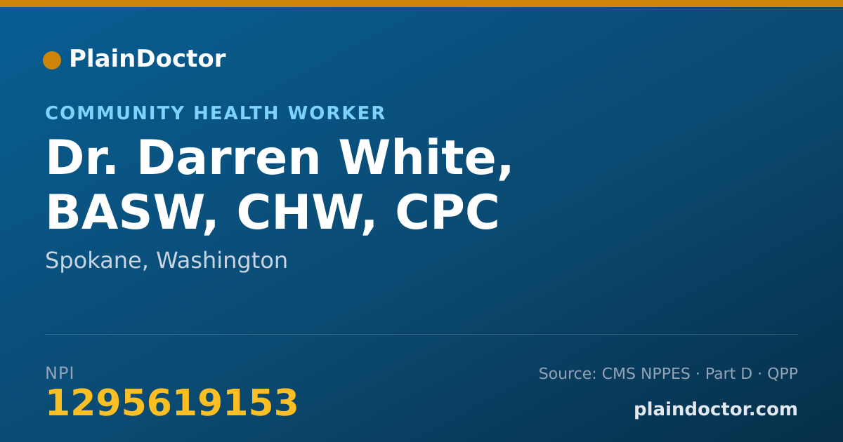 Shareable card for Darren White, BASW, CHW, CPC - Community Health Worker, Spokane, WA