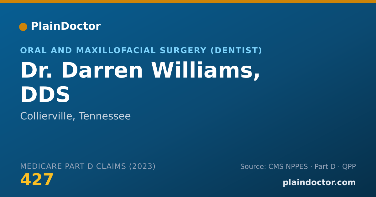 Shareable card for Darren Williams, DDS - Oral and Maxillofacial Surgery (Dentist), Collierville, TN