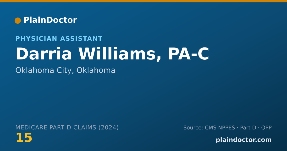 Shareable card for Darria Williams, PA-C - Physician Assistant, Oklahoma City, OK
