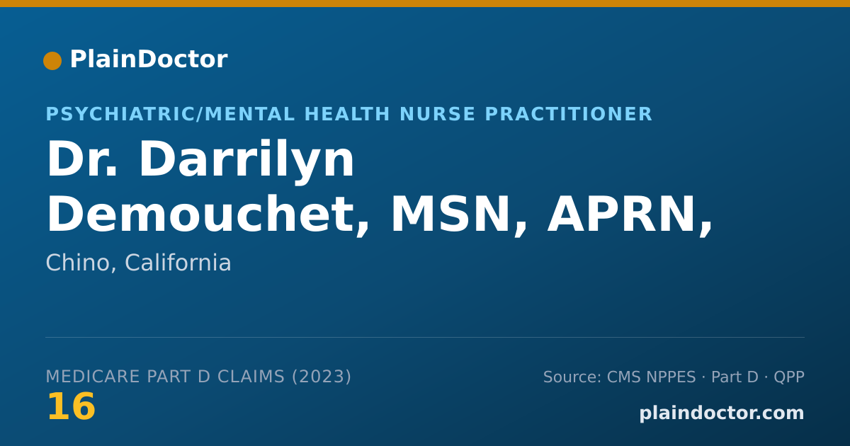 Shareable card for Darrilyn Demouchet, MSN, APRN, PMHNP-BC - Psychiatric/Mental Health Nurse Practitioner, Chino, CA
