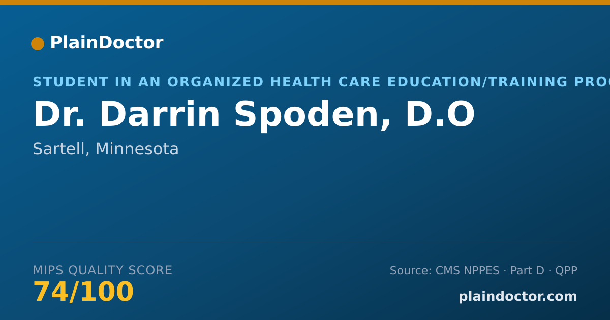 Shareable card for Darrin Spoden, D.O - Student in an Organized Health Care Education/Training Program, Sartell, MN