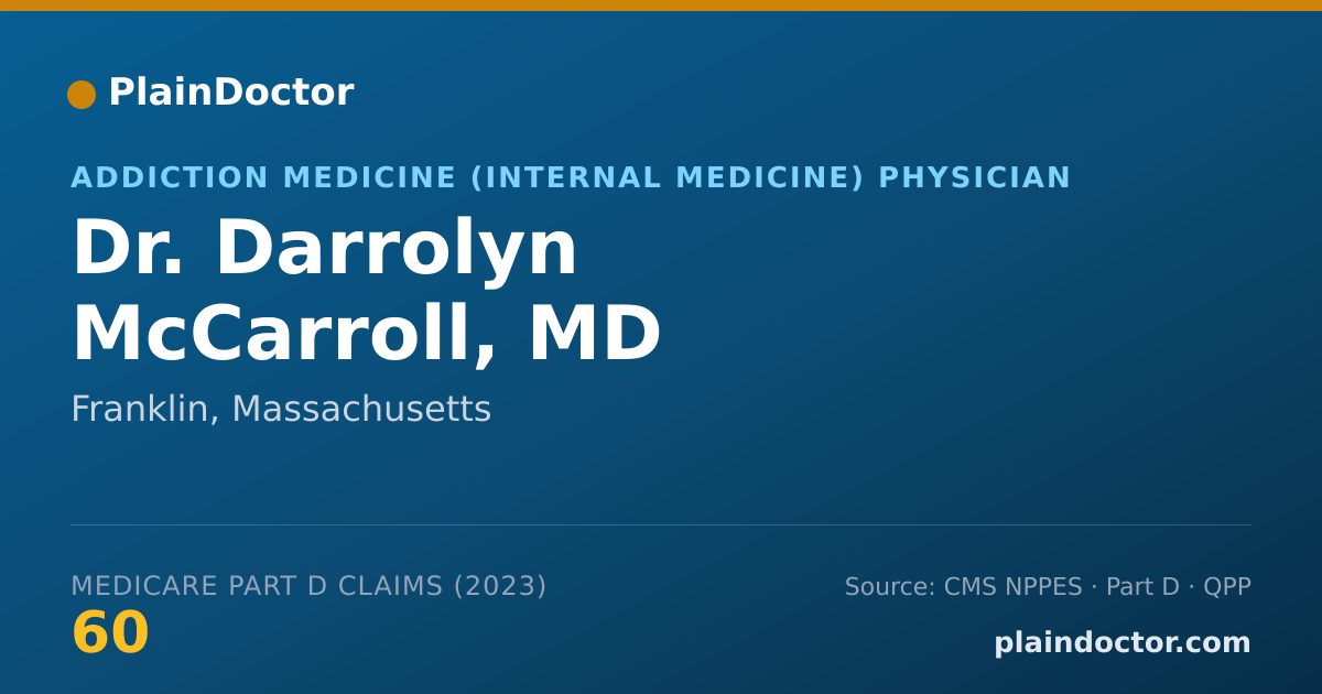 Shareable card for Darrolyn McCarroll, MD - Addiction Medicine (Internal Medicine) Physician, Franklin, MA