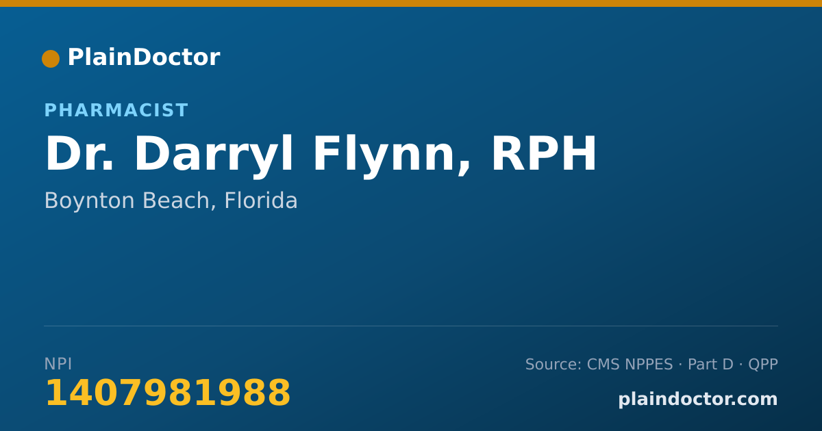 Shareable card for Darryl Flynn, RPH - Pharmacist, Boynton Beach, FL