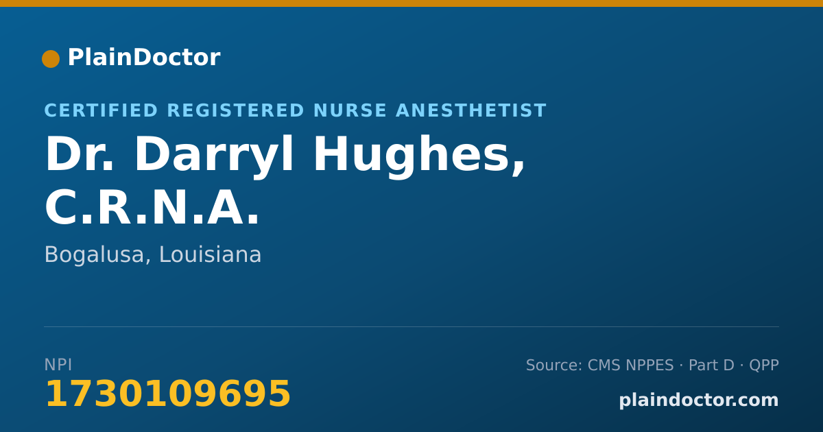 Shareable card for Darryl Hughes, C.R.N.A. - Certified Registered Nurse Anesthetist, Bogalusa, LA
