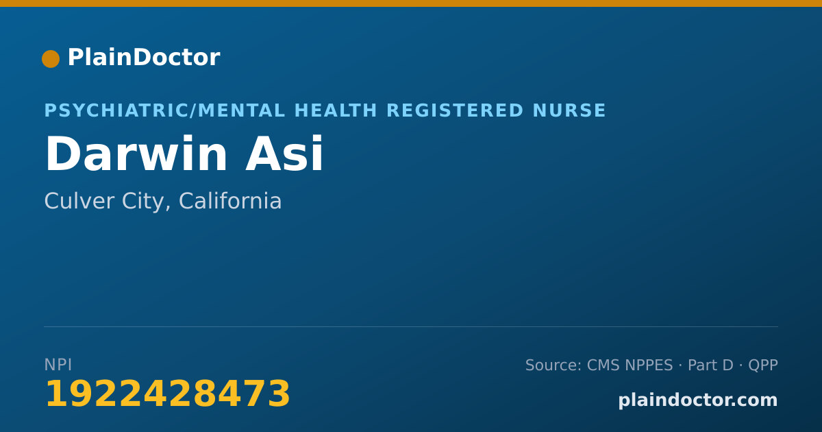 Shareable card for Darwin Asi - Psychiatric/Mental Health Registered Nurse, Culver City, CA