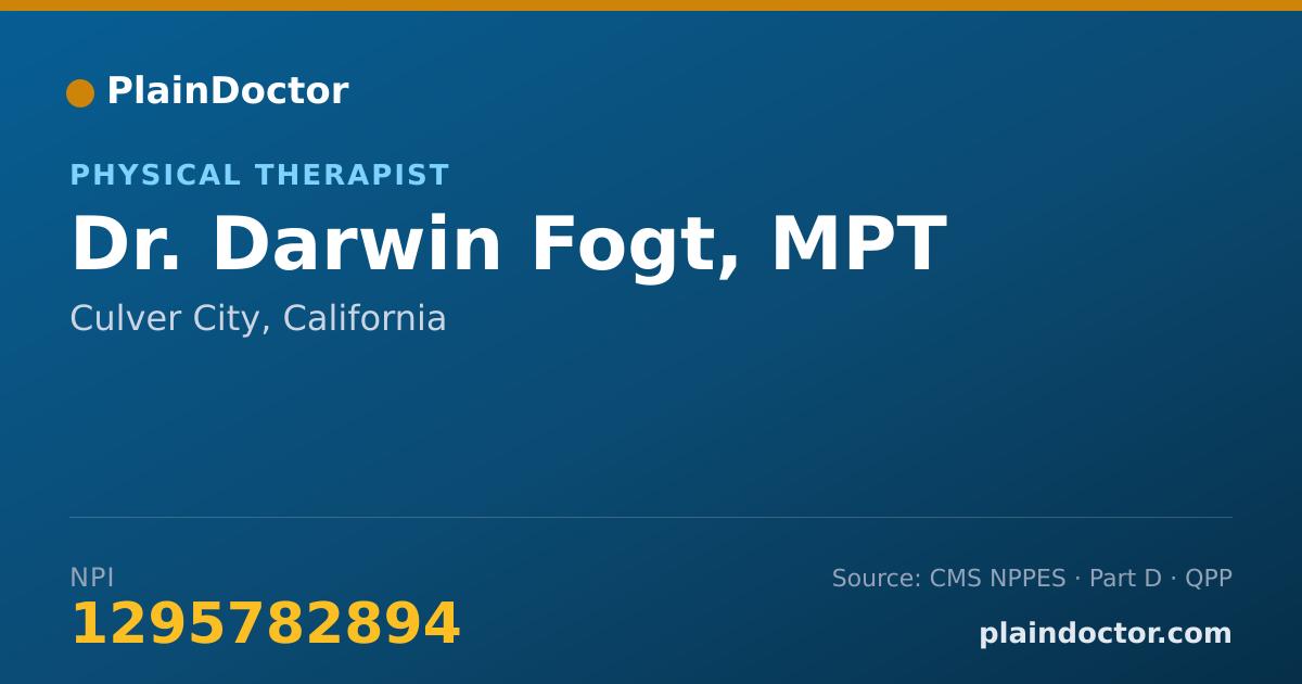 Shareable card for Darwin Fogt, MPT - Physical Therapist, Culver City, CA