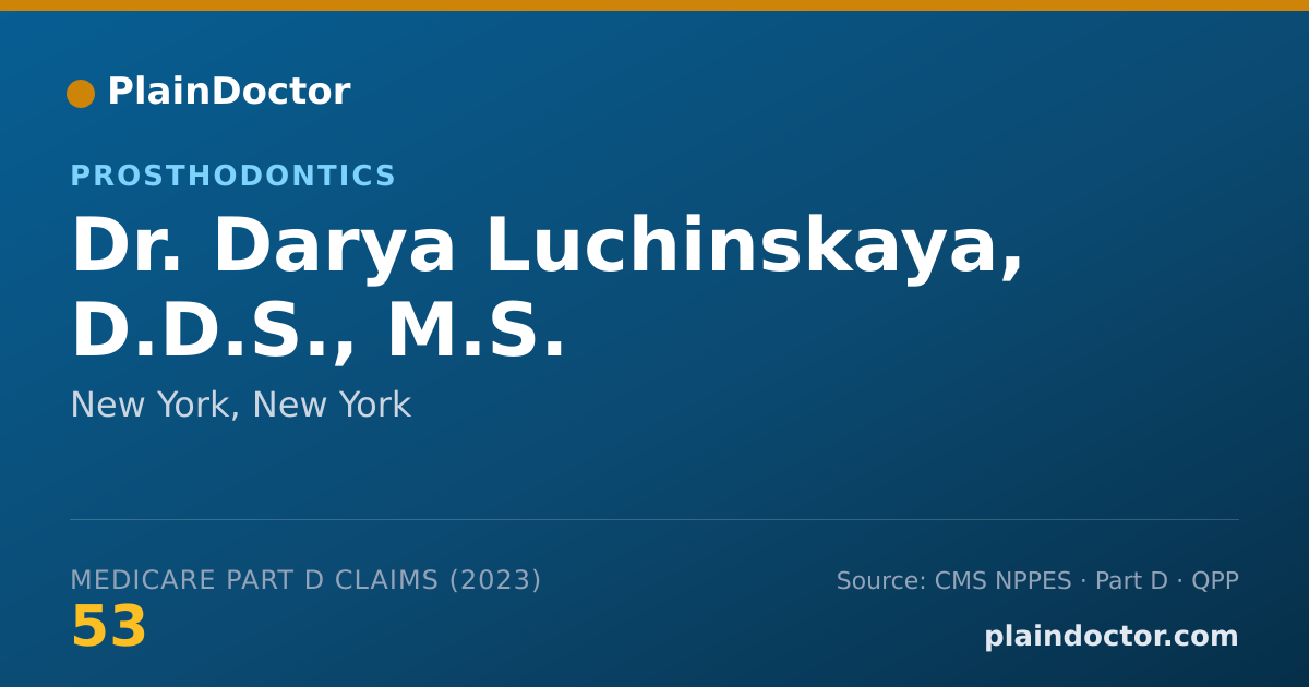 Shareable card for Darya Luchinskaya, D.D.S., M.S. - Prosthodontics, New York, NY