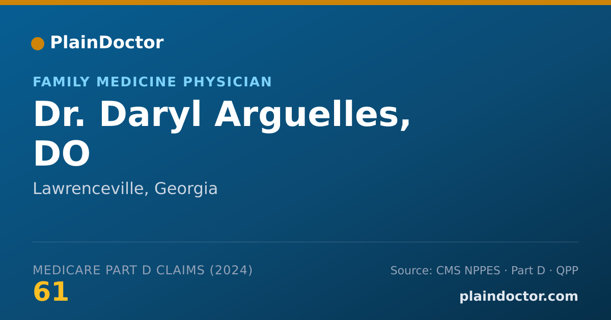 Shareable card for Daryl Arguelles, DO - Family Medicine Physician, Lawrenceville, GA