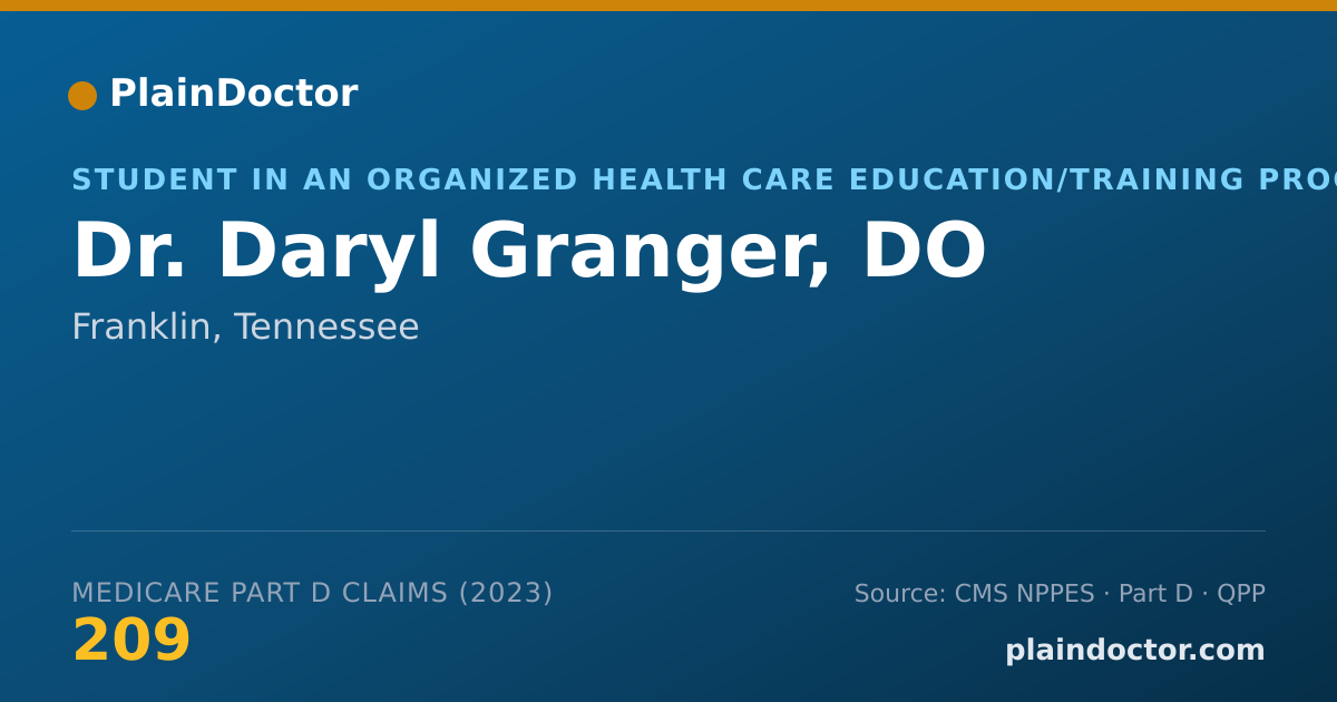 Shareable card for Daryl Granger, DO - Student in an Organized Health Care Education/Training Program, Franklin, TN