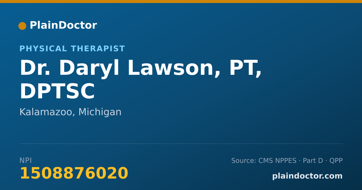Shareable card for Daryl Lawson, PT, DPTSC - Physical Therapist, Kalamazoo, MI